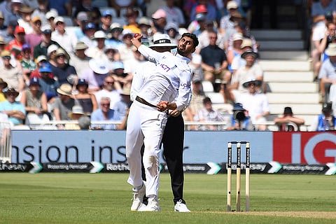 Shoaib Bashir bowls against West Indies